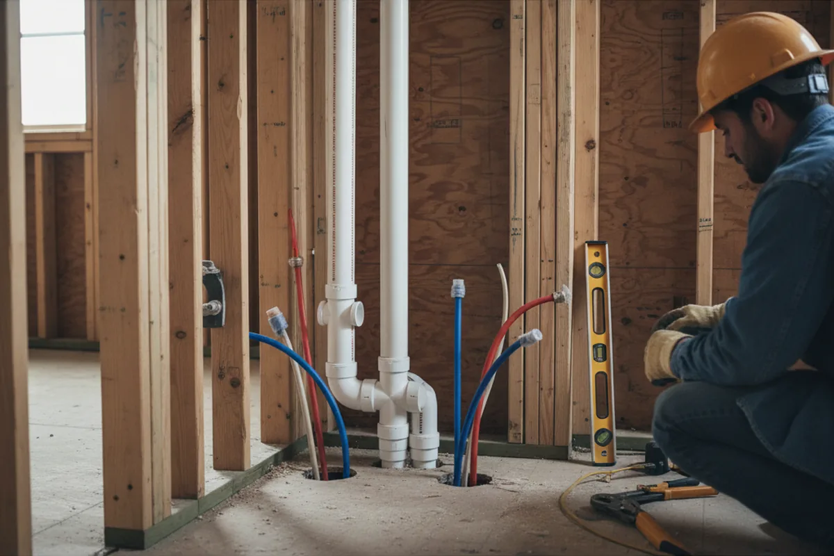 Drain and supply rough-in during Garbage Disposal Repair in Burtrum